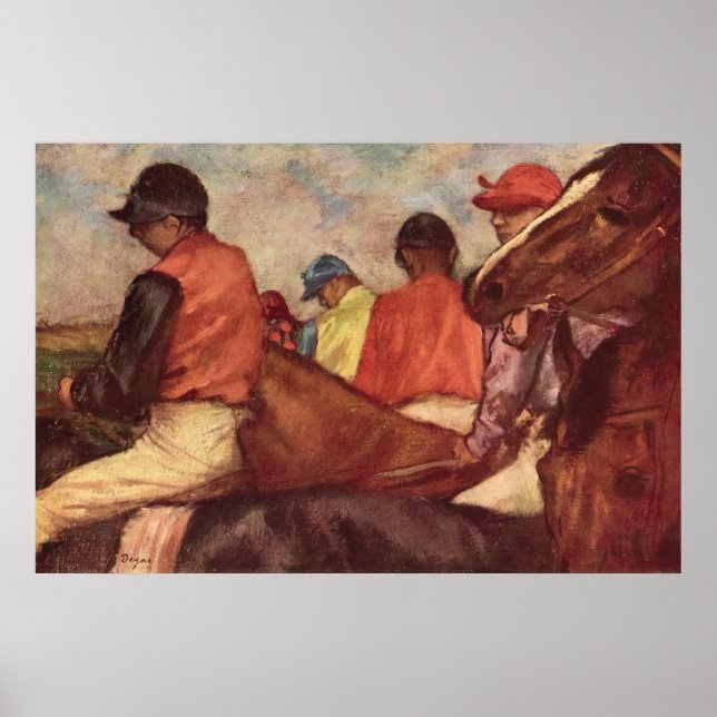 Poster Jockeys de Edgar Degas, Arte de Corrida de Cavalos (Frente)