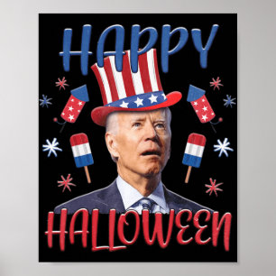 Poster Joe Biden Confusa Feliz 4º Do Halloween Quarto O