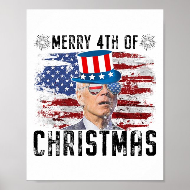 Poster Joe Biden engraçado feliz 4 de Natal 4 de julho (Frente)