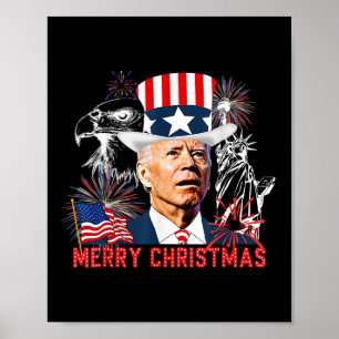 Poster Joe Biden engraçado feliz Natal em julho bandeira 