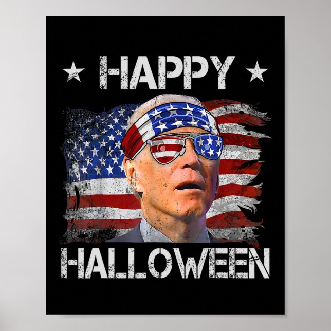 Poster Joe Biden engraçado quarto 4 de julho Feliz Hallow (Frente)
