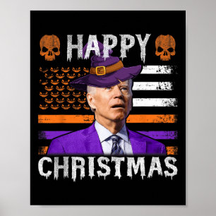 Poster Joe Biden Happy Halloween Feliz Natal Nos Bandeira