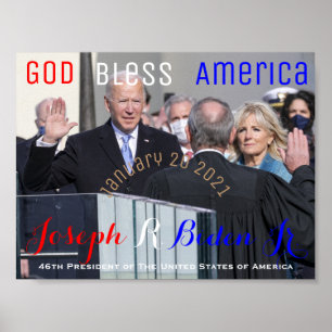 Poster Joe Biden tirando o seu juramento de escritório j