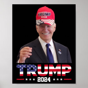 Poster Joe Biden Usando um Chapéu de Trump 1
