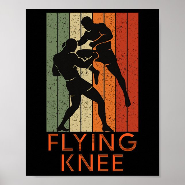 Poster Joelho Voador Legal de Mma, Kickboxing e Muay Thai (Frente)