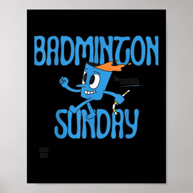 Poster Jogada de Jogo de Embarque de Badminton Sunday Rac (Frente)