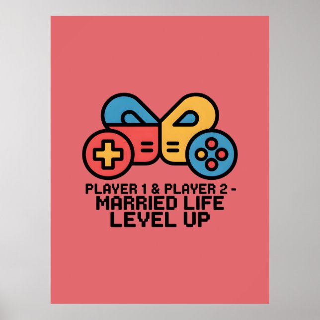 Poster Jogador 1 & 2 Gamer Casado (Frente)
