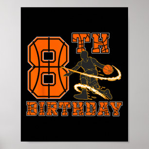 Poster Jogador Bysketbyll de 8 anos Filho do Aniversário