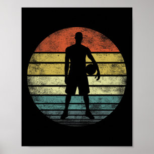 Poster Jogador Bysketbyll Oferece diversão Retro Estilo d