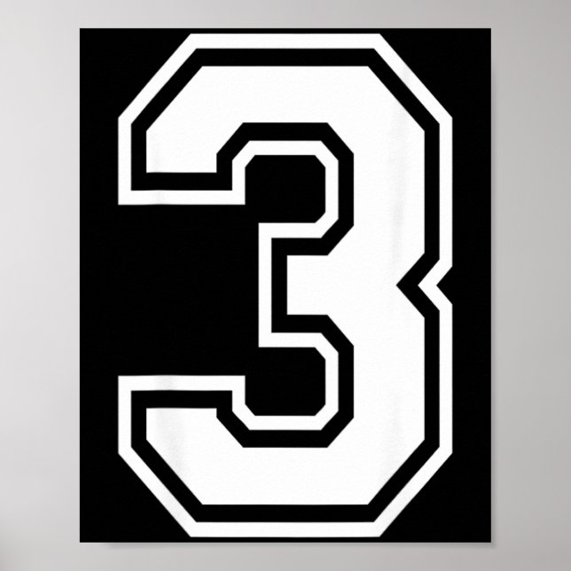 Poster Jogador Camisa Número 3 Número na Parte de Trás da (Frente)