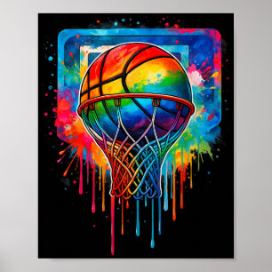 Poster Jogador Colorido de Basquete Jogador de Basquete