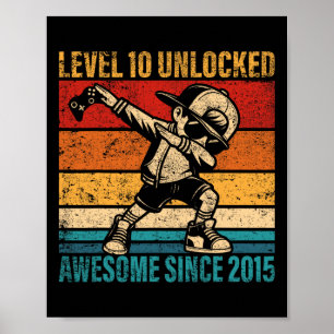 Poster Jogador de aniversário de 10 anos Dabbing Boy 10th