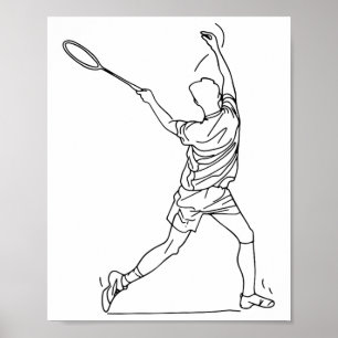 Poster Jogador De Badminton Desenhando O Jogo Do Shuttle 