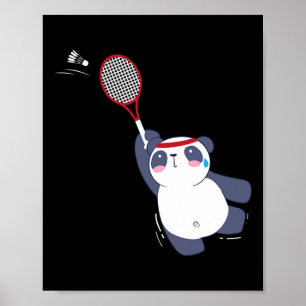 Poster Jogador de Badminton do Panda Bear Solteiros dupli