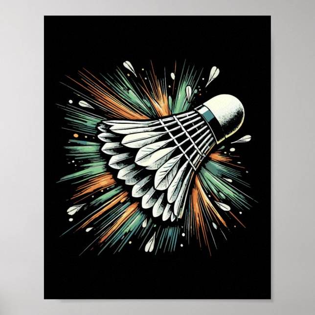 Poster Jogador de Badminton do Shuttle Dinâmico (Frente)