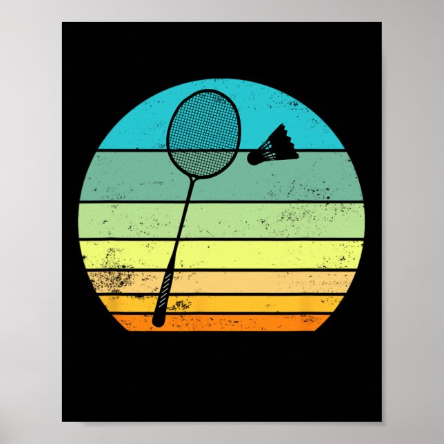Poster Jogador de Badminton do Shuttle Vintage (Frente)