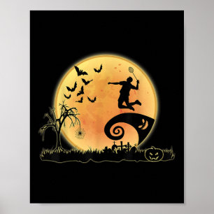 Poster Jogador de Badminton e Silhueta da Lua Fantasia de