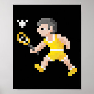 Poster Jogador de Badminton em Arte Pixel de Video Game R