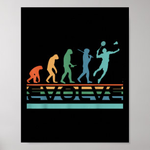 Poster Jogador de Badminton Evoluir Nerdy Divertido Evolu