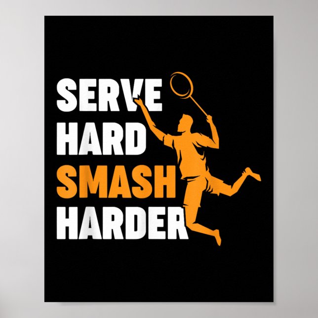 Poster Jogador de Badminton Peteca Serviço Duro Esmagar M (Frente)