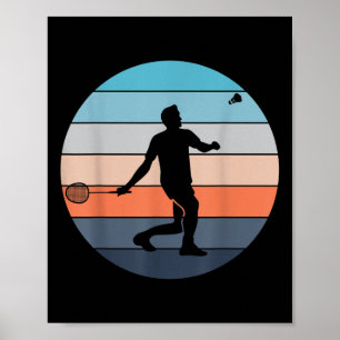 Poster Jogador de Badminton Raquete Esporte Peteca Retro 