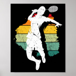 Poster Jogador de Badminton Retro Equipe de Badminton Enc