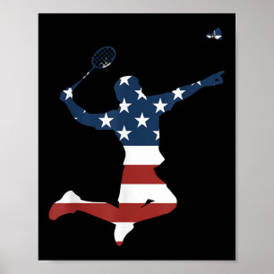 Poster Jogador de Badminton Roupas Bandeira Americana Bad
