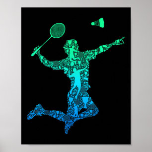Poster Jogador de Badminton Shuttle Boys Jovens Homens Jo