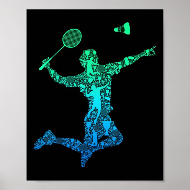 Poster Jogador de Badminton Shuttle Boys Jovens Homens Jo (Frente)