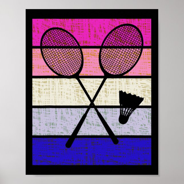 Poster Jogador de Badminton Shuttle Meninas Crianças Jove (Frente)