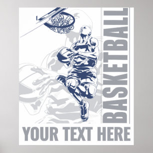 Poster Jogador de Basquete de Texto Personalizado