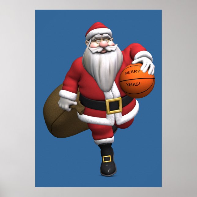 Póster Jogador de Basquete do Papai Noel (Frente)