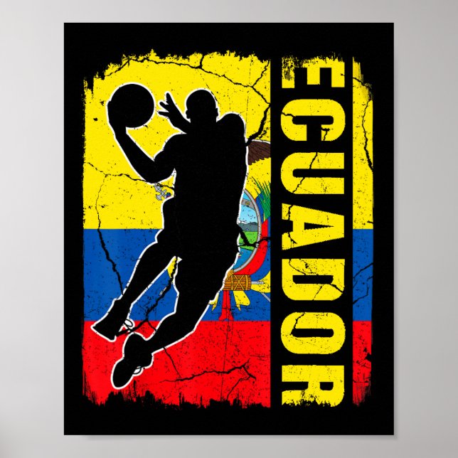 Poster Jogador de basquete equatoriano Flag Basketba (Frente)