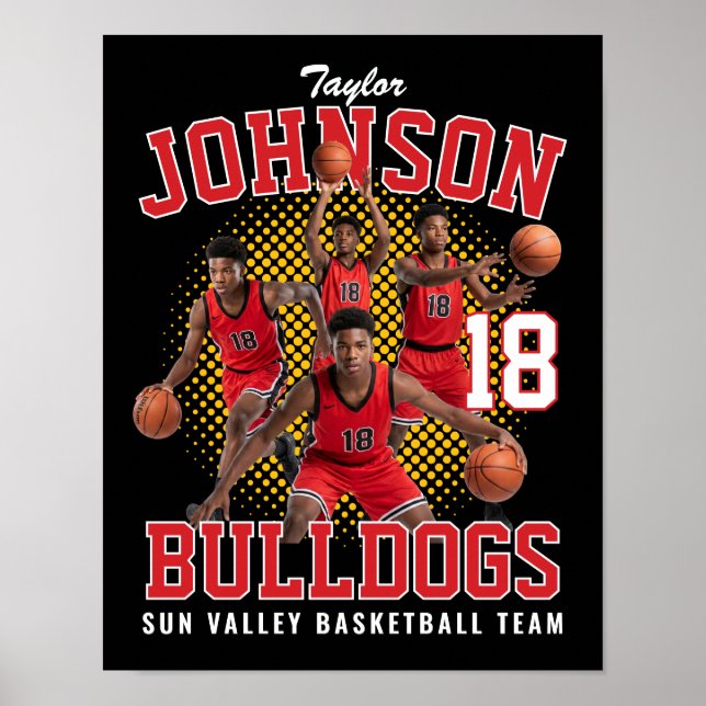 Poster Jogador de Basquete Foto Personalizada Bota Retrô  (Frente)