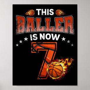 Poster Jogador de basquete para 7 Birthday Boys Oferece 7