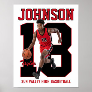 Poster Jogador de Basquete Sênior Número Foto Personaliza