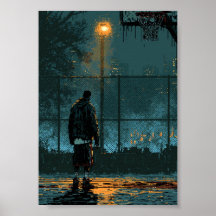 Jogador de Basquete Solitário à Noite