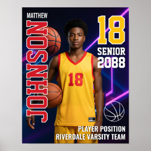 Poster Jogador de Basquete Time Principal Foto Personaliz