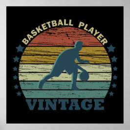 Poster jogador de basquete vintage