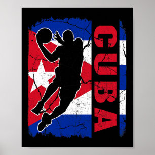 Poster Jogador de basquetebol cubano Bandeira de Cuba