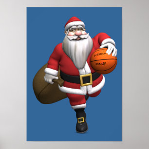 Póster Jogador de basquetebol de Papai Noel