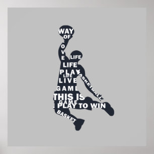 Poster Jogador de basquetebol do Slam dunk com texto do c