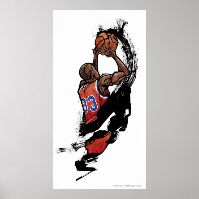 Póster Jogador de basquetebol que segura bola (Frente)