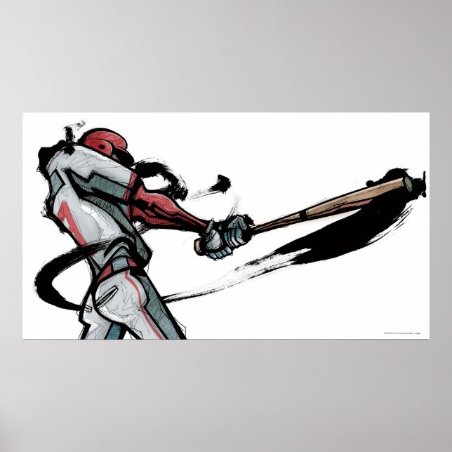 Póster Jogador de beisebol balançando bastão, vista later (Frente)