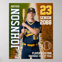Jogador de Beisebol Classe Sênior Foto Personaliza