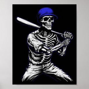 Poster Jogador de beisebol do Skeleton Halloween