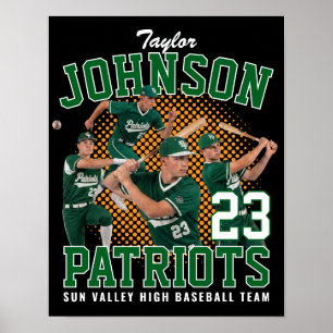 Poster Jogador de Beisebol Foto Personalizada Bota Retrô