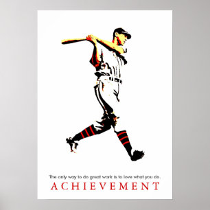 Póster Jogador de beisebol retro inspirador da realizaç