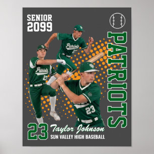 Poster Jogador de Beisebol Sênior Colagem de Foto Persona