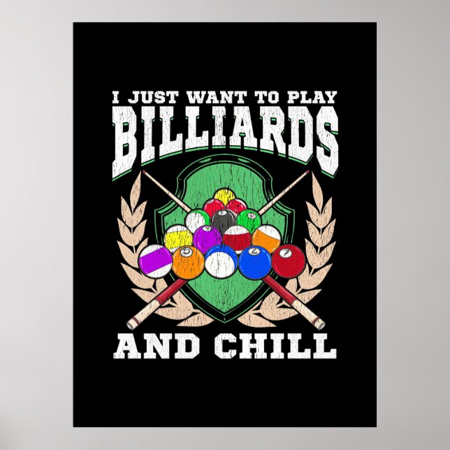 Poster Jogador de Bilhar | Jogar Bilhar E Resfriar (Frente)